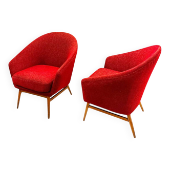 Pair of vintage red armchairs