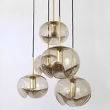 Grand cascading chandelier in smoked glass by Peill & Putzler, Germany, 1970s.