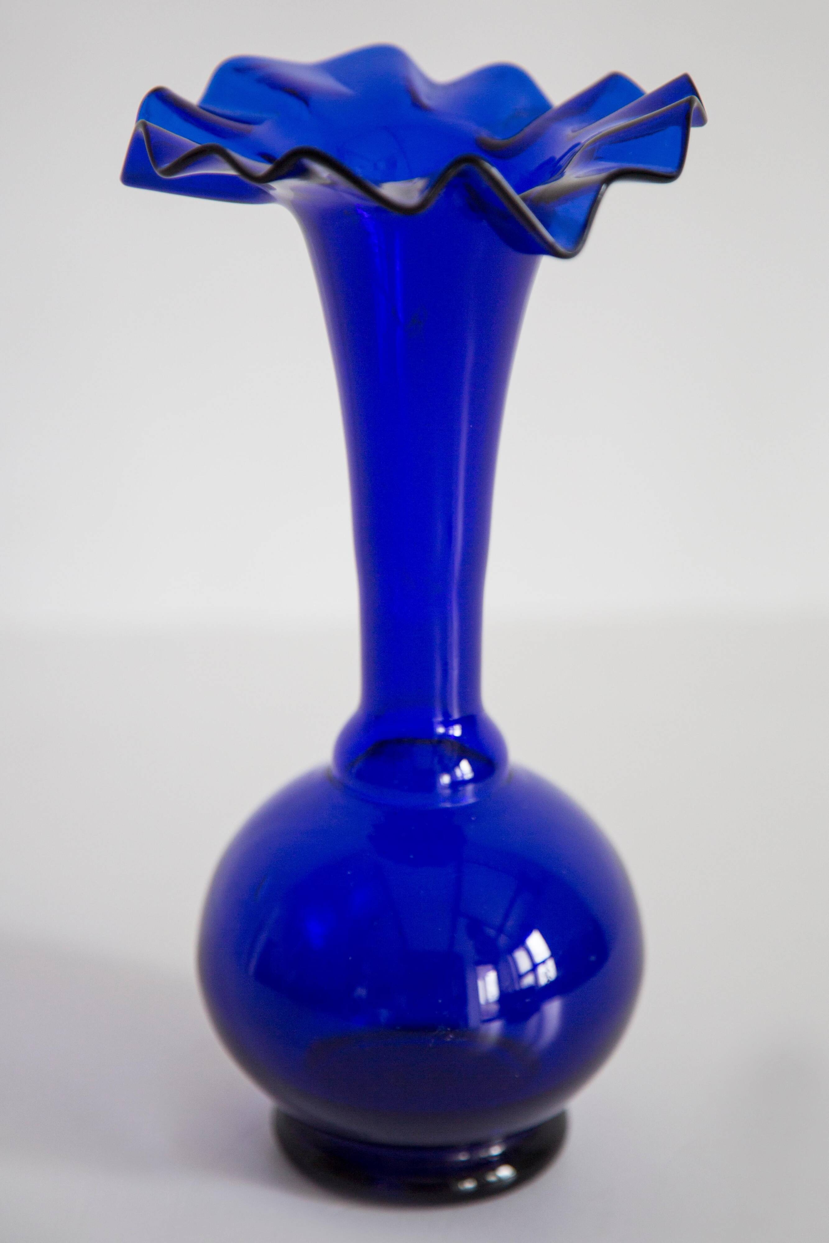 Blue mid-century vase with frills, Europe, 1960s