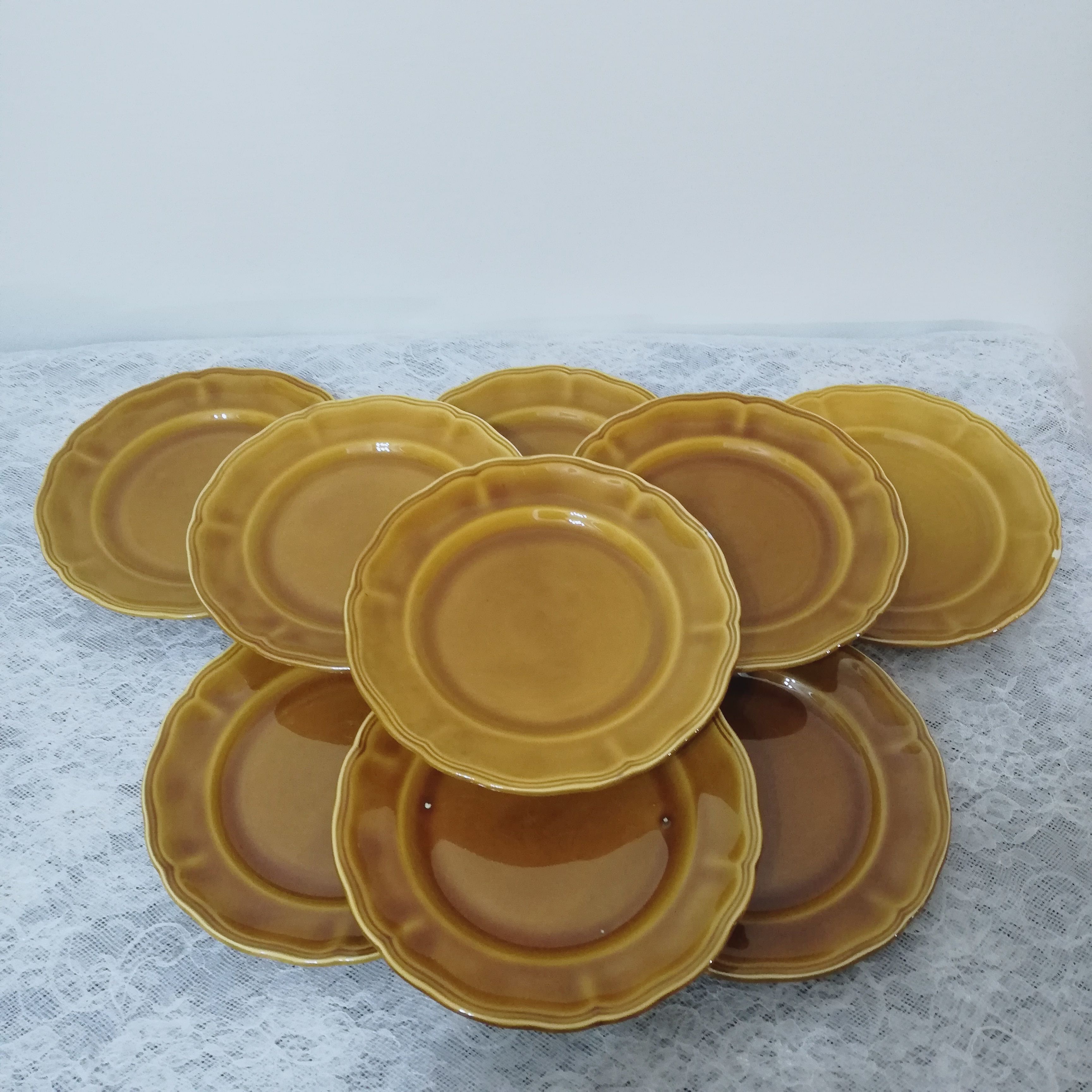 9 dessert plates Lunéville model Louis XV Honey