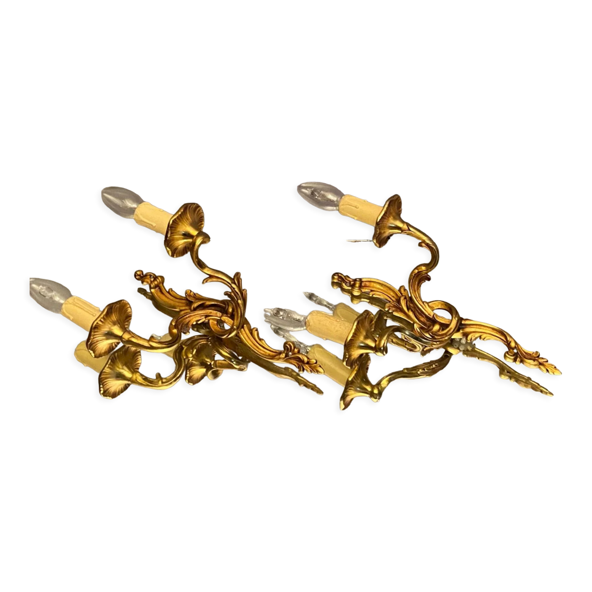 Pair of Louis XV style gilded bronze sconces