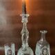 Large religious candlestick in old crystal, Virgin Mary, 1910
