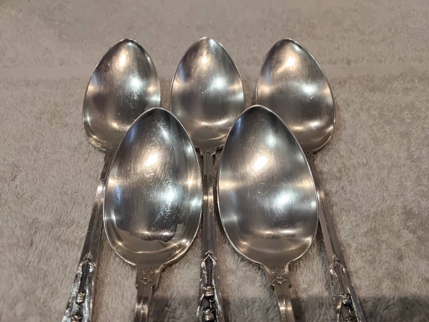 5 tablespoons 800 silver Swiss goldsmith Jezler model Muguet
