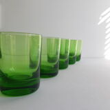 Set of 6 green vintage liqueur glasses