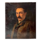 Portrait of a man in oil on canvas from the 19th century, an old painting dated 1885.