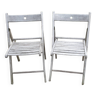 Pair of folding garden chairs in solid teak