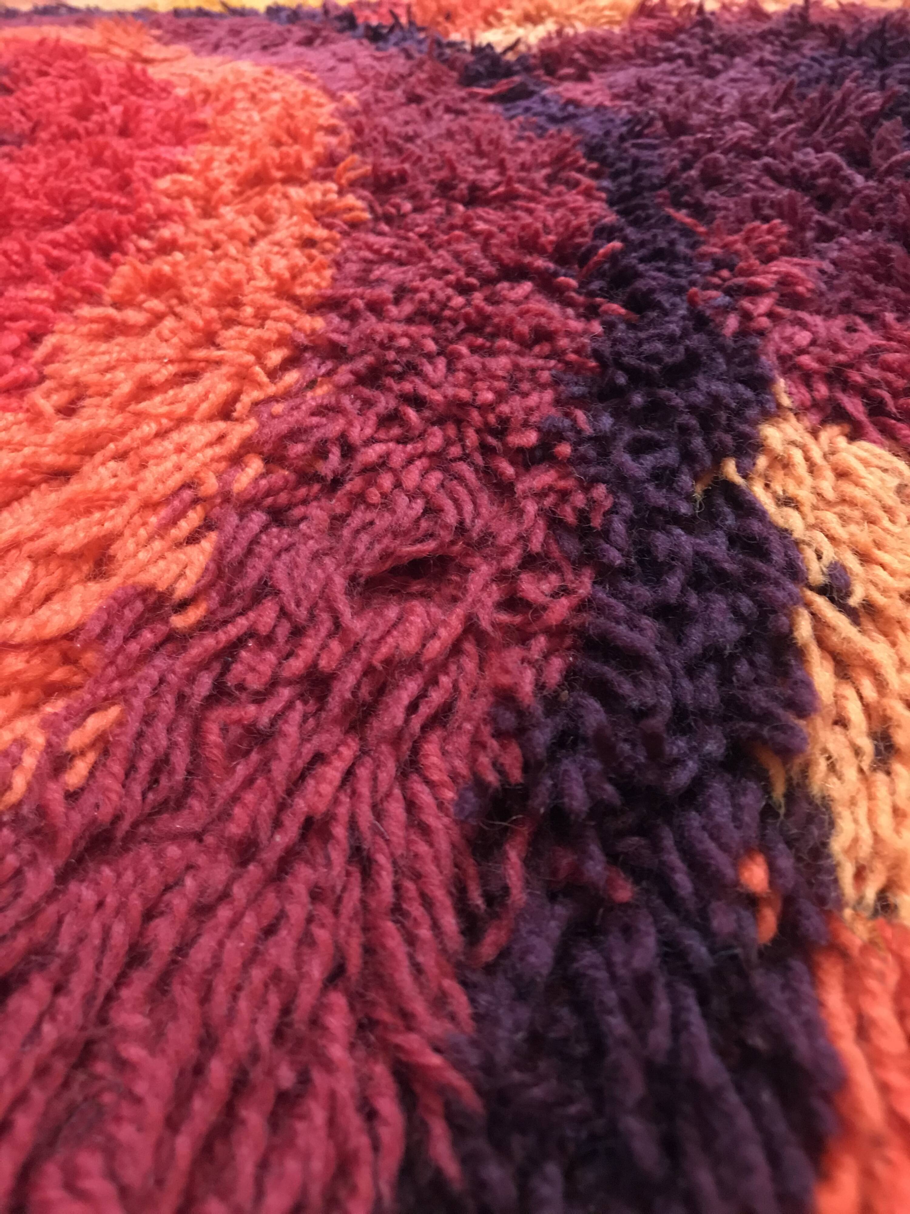 Tapis XXL Ege Taepper Rya De Luxe, Rug en laine orange 70