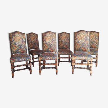 Set of 6 Louis XIII style chairs
