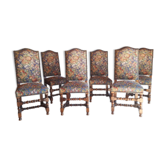 Ensemble de 6 chaises de style Louis XIII