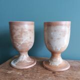 Verres à pied tasses mazagrans en grès de Puisaye