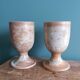 Verres à pied tasses mazagrans en grès de Puisaye