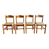 4 chaises en pin et corde tressée