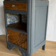 Wooden bedside on art deco marble