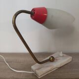 Lamp gooseneck tulip beveled glass brass vintage marble