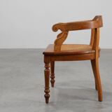French Neoclassical Oak Chair with Wicker Seat, Late 19th Century