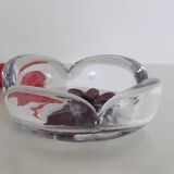 Daum Coppelia series bowl / pocket emptier, crystal and pink glass paste