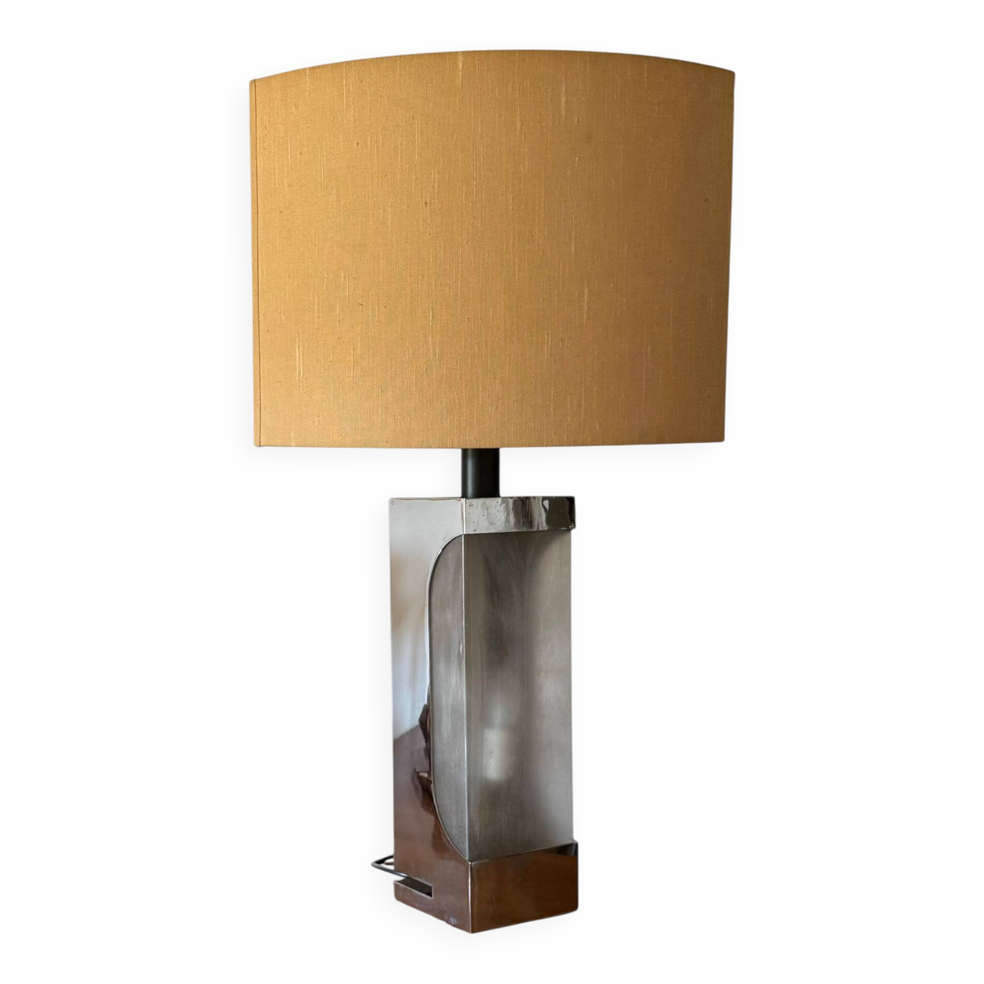 Hollywood regency chromed table lamp base, Luci Milano Italy, 1970s