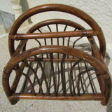 Rattan magazine holder, bamboo and wicker