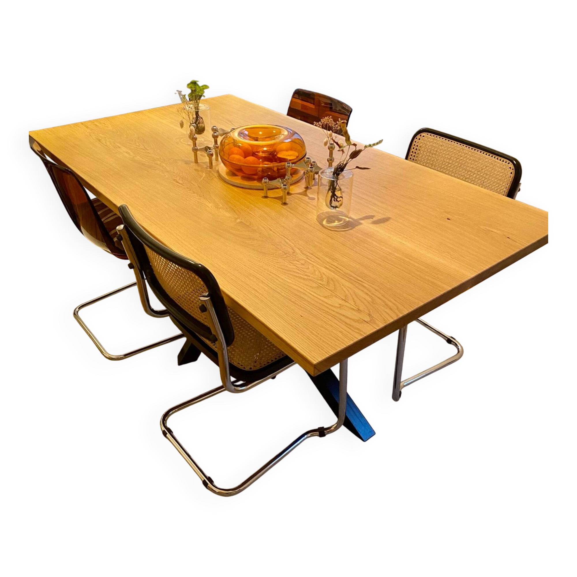 Magnificent oak table (solid/solid) 180x100 custom-made mikado legs