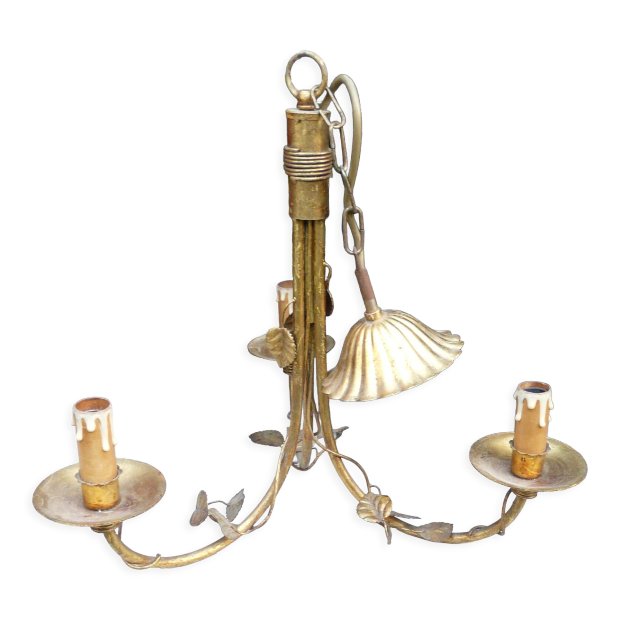 Masca gilded metal chandelier, 60s