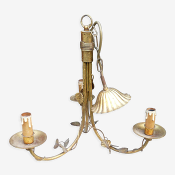 Masca gilded metal chandelier, 60s