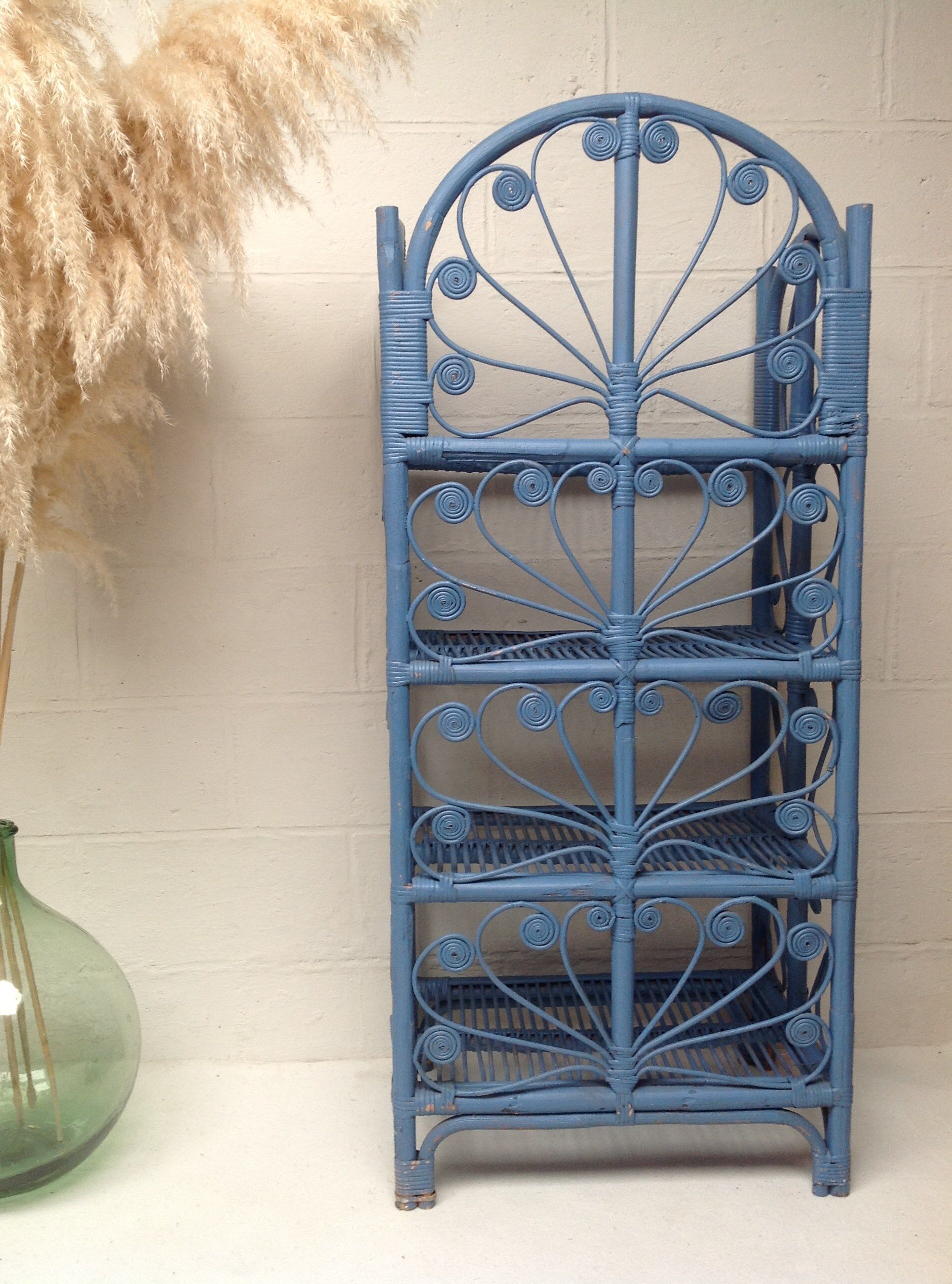Peacock Rattan Shelf Bookcase