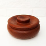 Vintage turned wood bowl with lid, trinket box with lid, Handmade