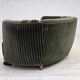 1960s, Danish 2-seater curved sofa, furniture velour, oak wood.