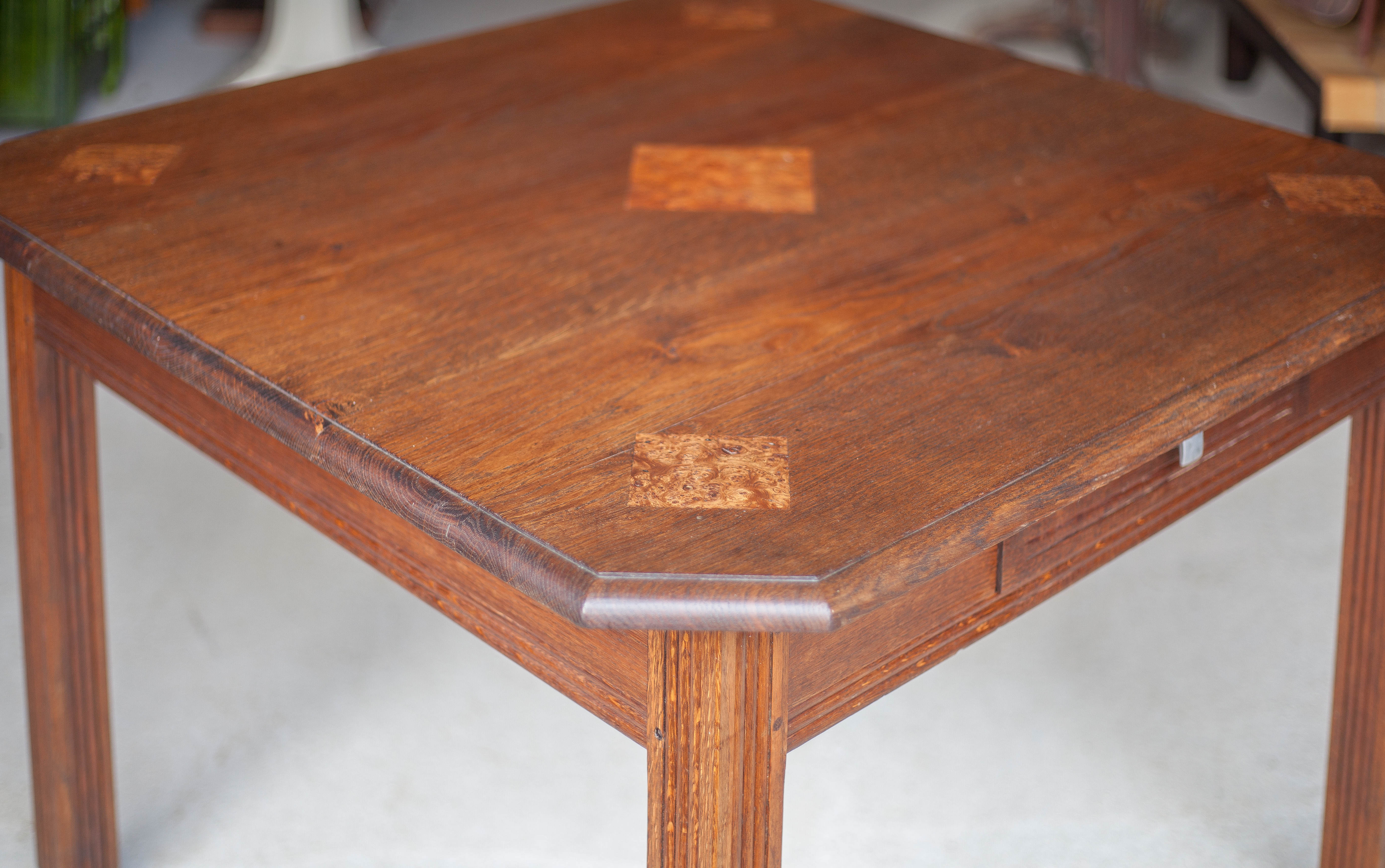 Square wooden art-deco table