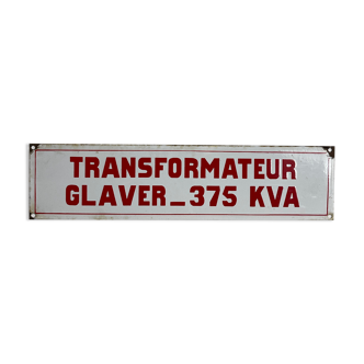 Glaver transformer enamel plate