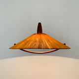 Raffia bast and teak pendant lamp by Temde