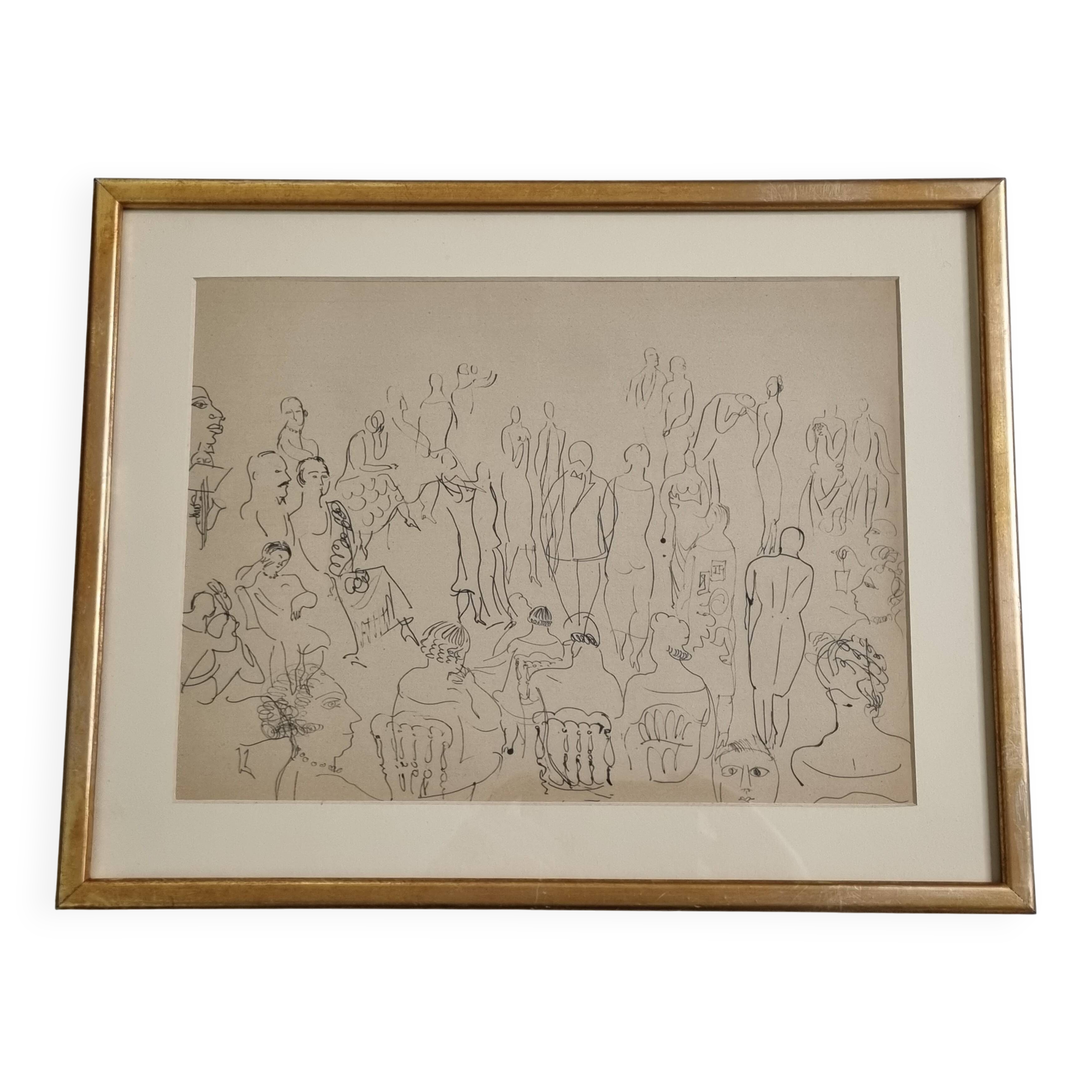 Heliogravure after Raoul Dufy – Fashion or Salon Scene (43 x 34 cm)