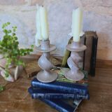 Vintage Soapstone Twisted Candlestick Duo?
