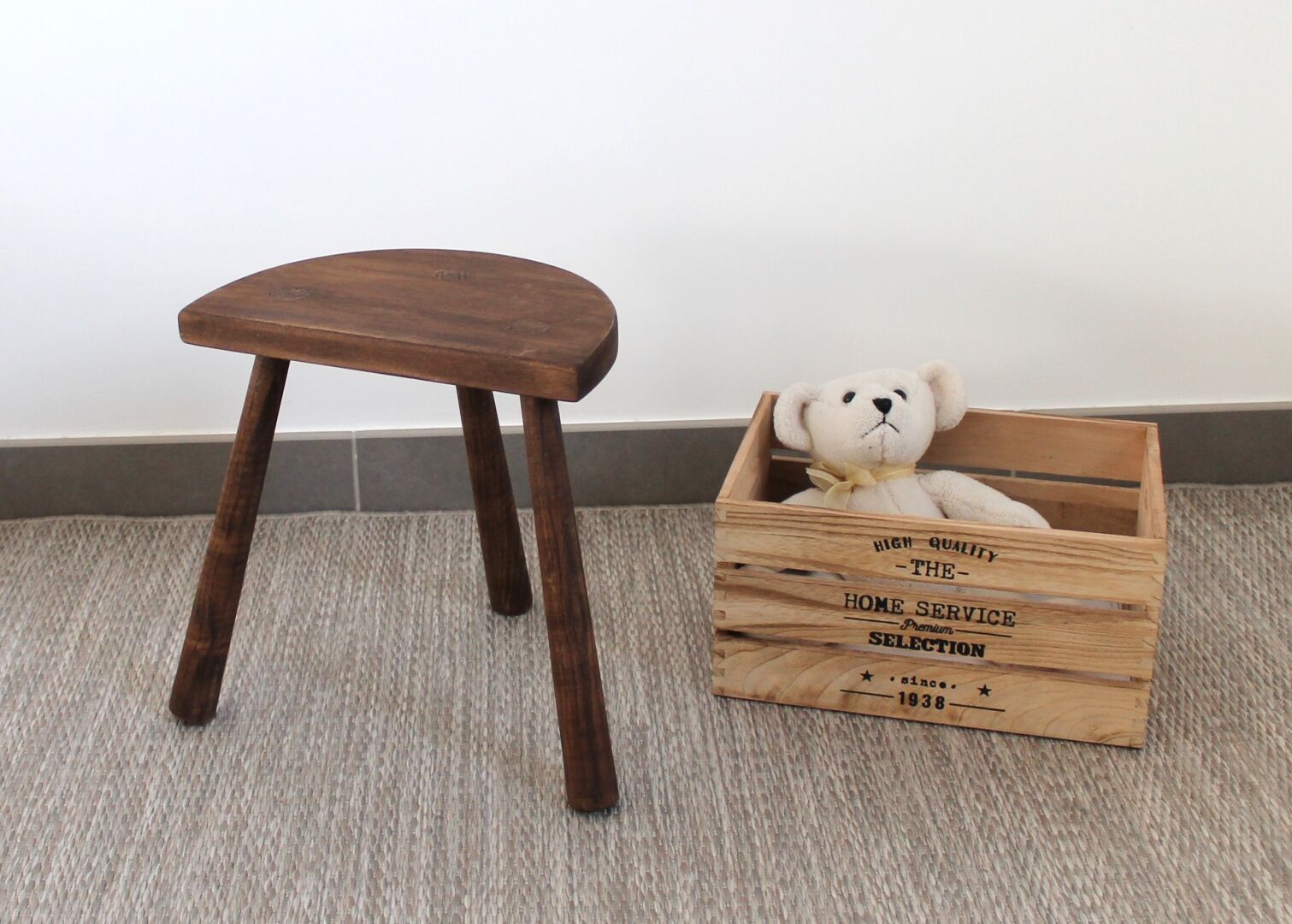Wooden farmhouse stool
