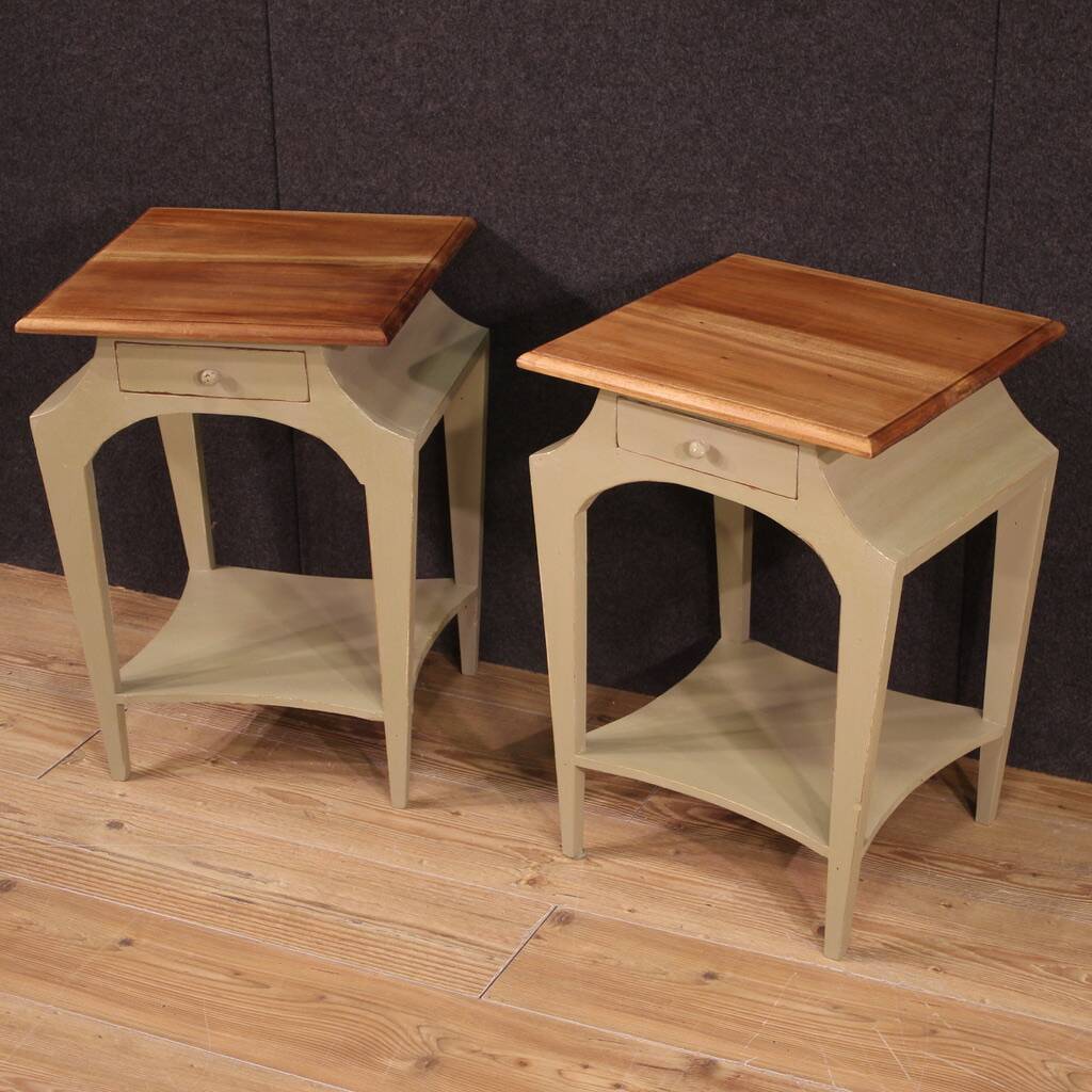 Pair of painted design bedside tables from the 80s
