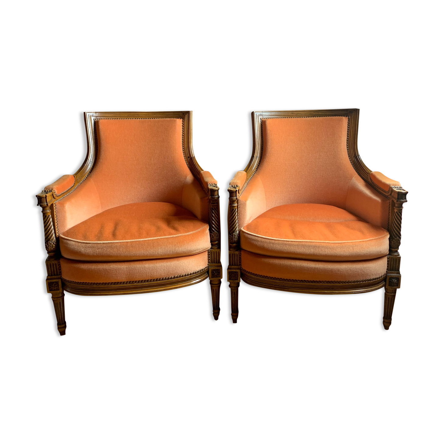 Pair of louis XVI style shepherdess armchairs