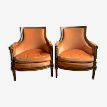 Pair of louis XVI style shepherdess armchairs