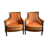 Paire de fauteuils bergère style Louis XVI