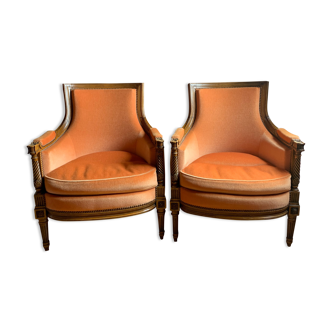 Pair of louis XVI style shepherdess armchairs