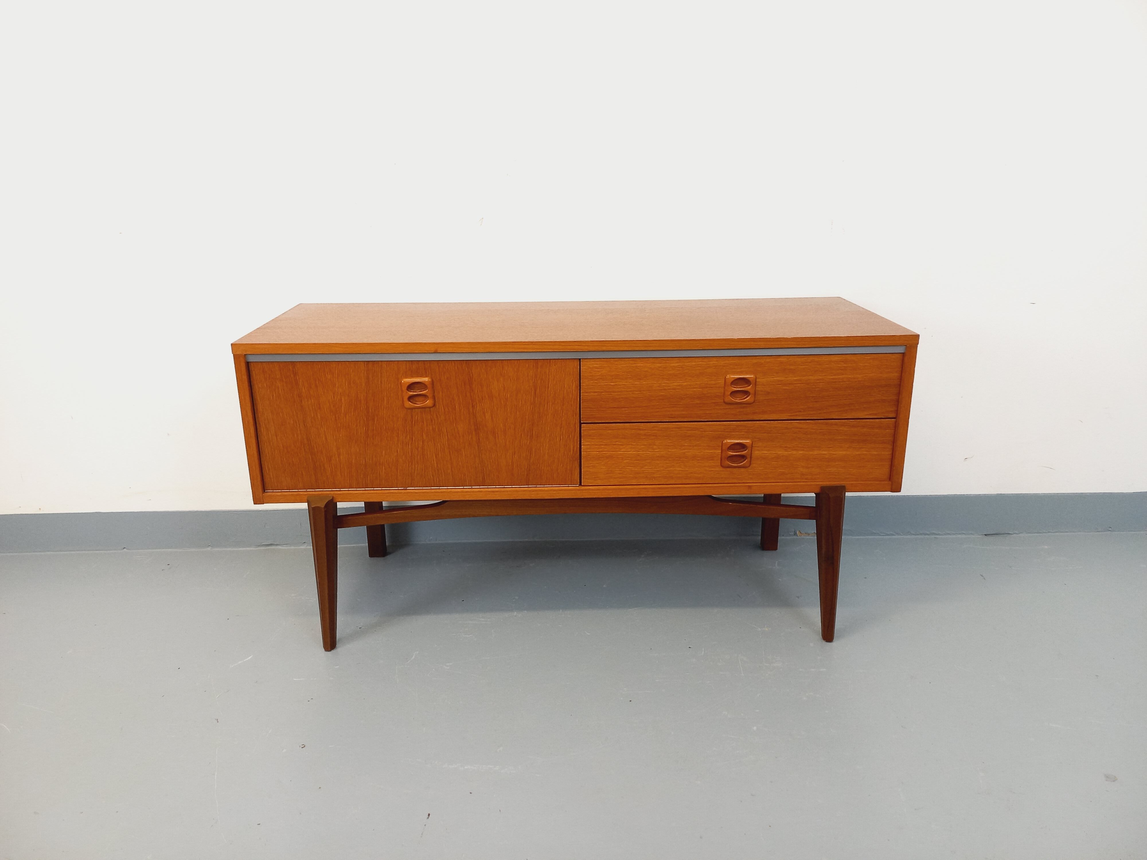 Small vintage Scandinavian teak sideboard from the 1960s.