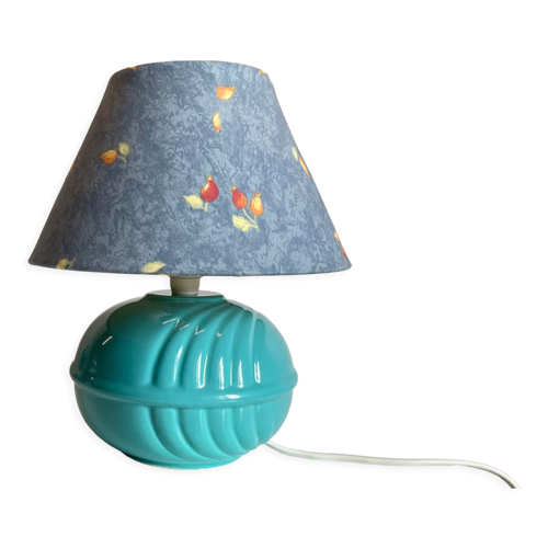 Lampe boule en céramique bleue, années 80