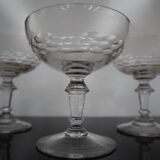 4 coupes à champagne en verre ciselé, XXème