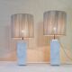 Pair of marble lamps from the 60s and their rope lampshades.