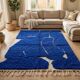 Handmade pure wool rug with blue patterns, 150/250 cm.