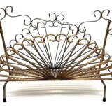 Vintage Magazine Rack in Gold Metal