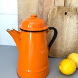 Orange enamelled coffee maker