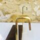 Vintage brass and wood hanging wall shelf