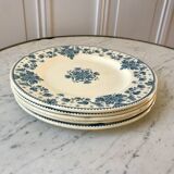 5 flat plates Terre de Fer Sarreguemines model "Estrèes" XIXth