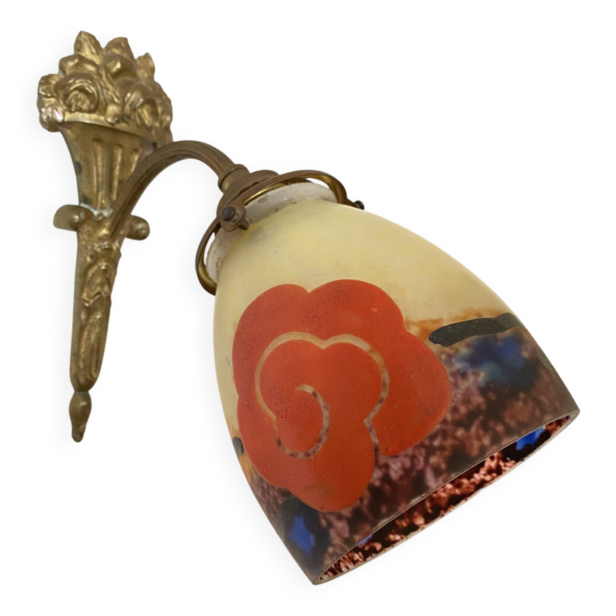 Antique bronze and glass paste wall light