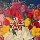 Bouquet rouge sur entablement, signé 1952